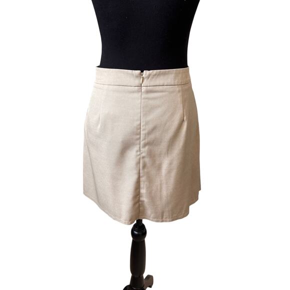 New TOPSHOP NORDSTROM Women's Tan Wool Blend Preppy Pleated Mini Skirt Size 10 - Picture 3 of 7